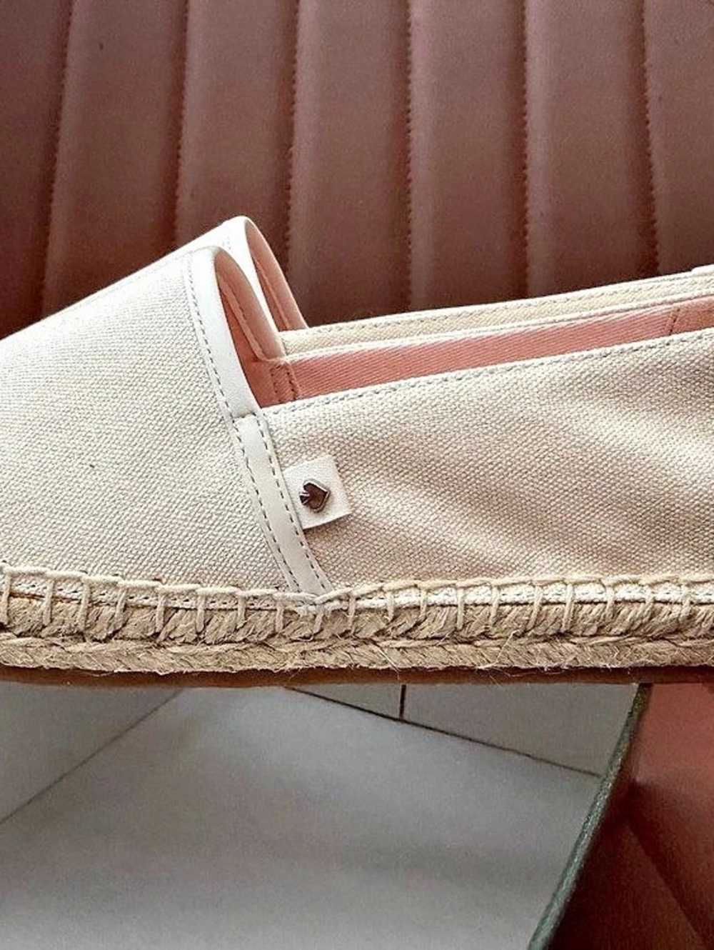 Kate Spade Gramercy Canvas Espadrille Flats in White Size 7.5